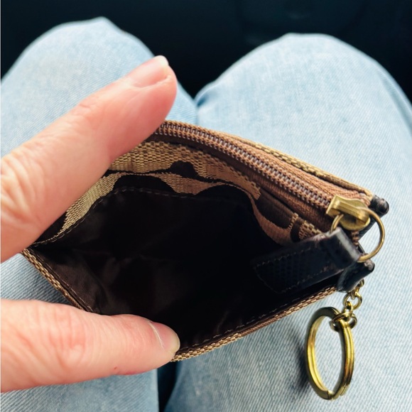 Coach Tan and Brown Signature Canvas Keychain Wallet - Picture 4 of 10